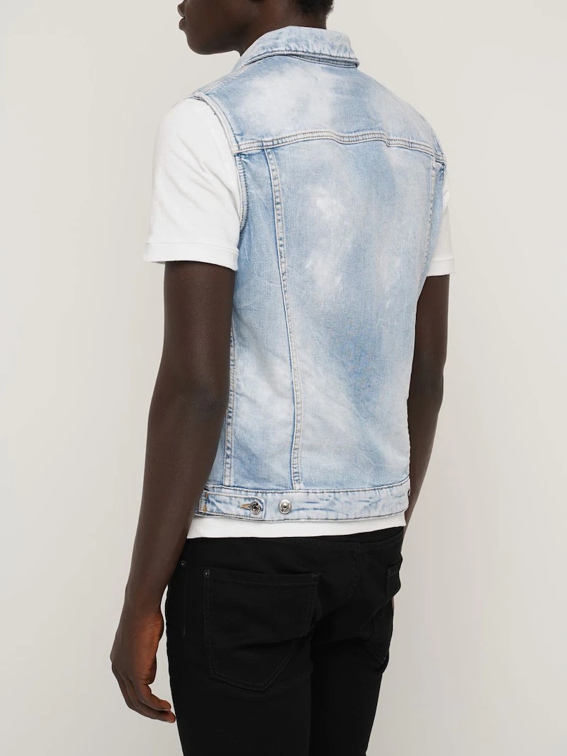 STRETCH COTTON DENIM VEST - 3