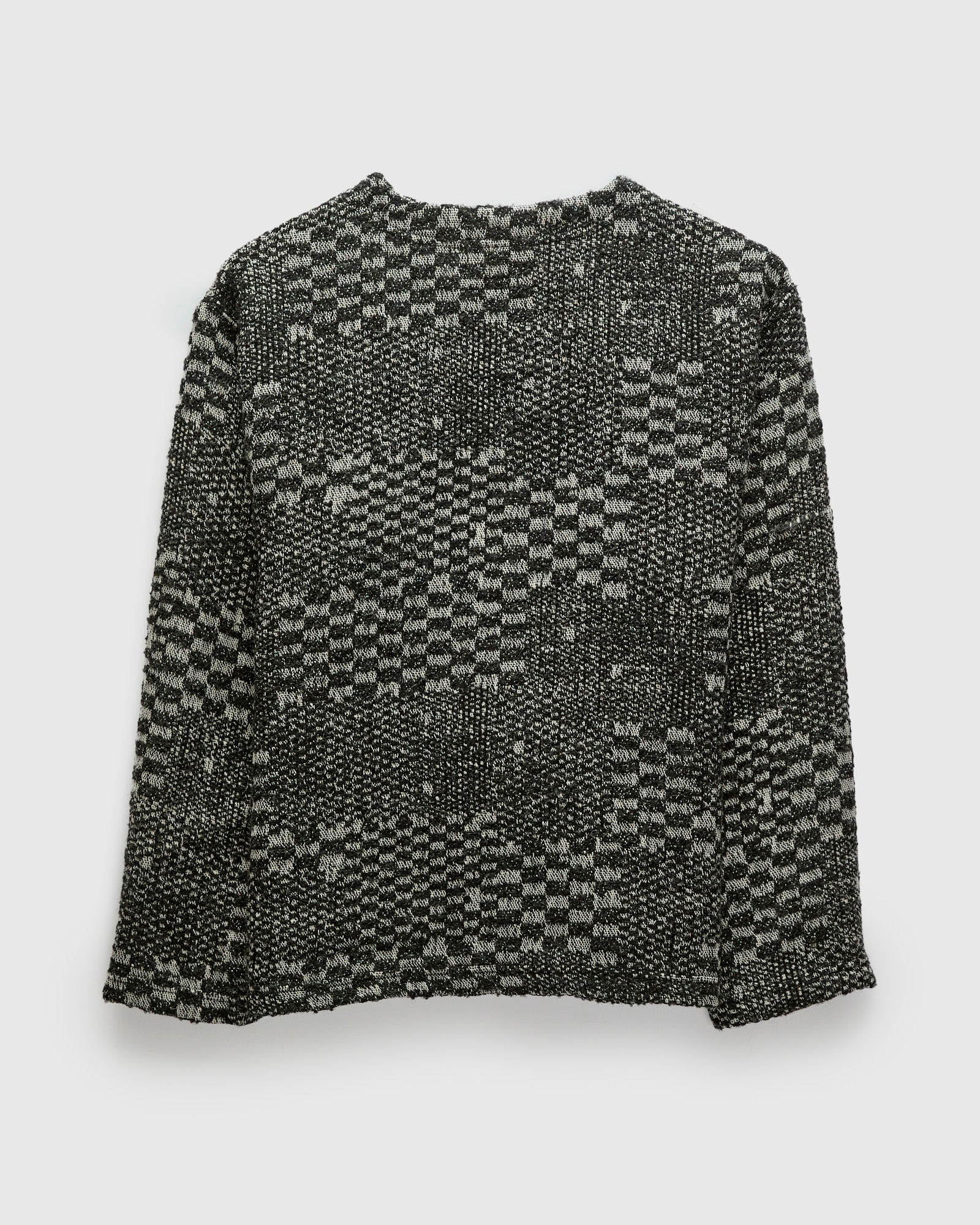Block Pattern Knit Cardigan Sweater in Black White - 2