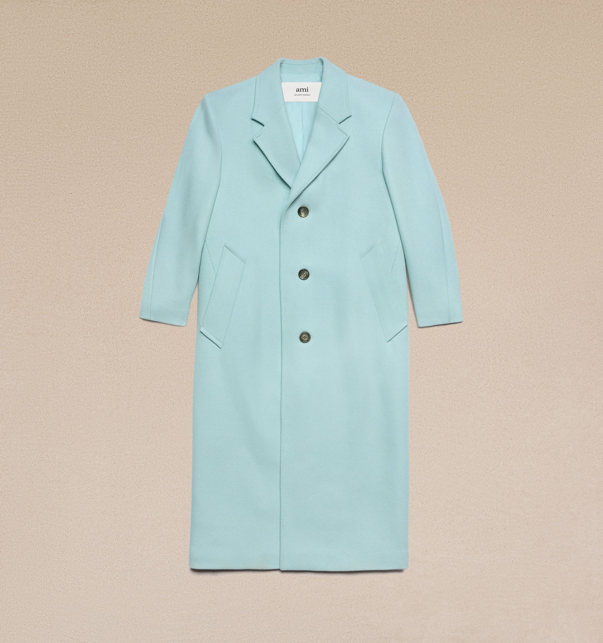 コート AMI Single-breasted virgin wool coat aquamarine HCO307WV0016 AMI Paris AMI PARIS AQUAMARINE SINGLE-BREASTED COAT