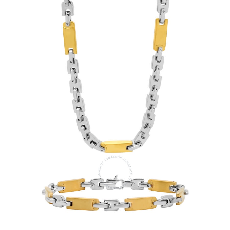 Robert Alton - Robert Alton Two-Tone Stainless Steel Link Bracelet with Yellow Finish - 3