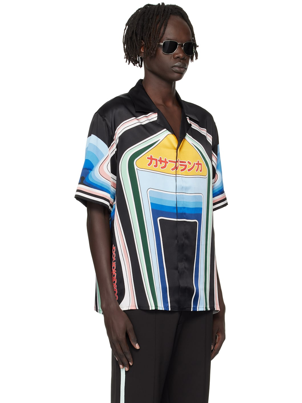 Multicolor Graphic Mountain Short Sleeve Silk Shirt - 2