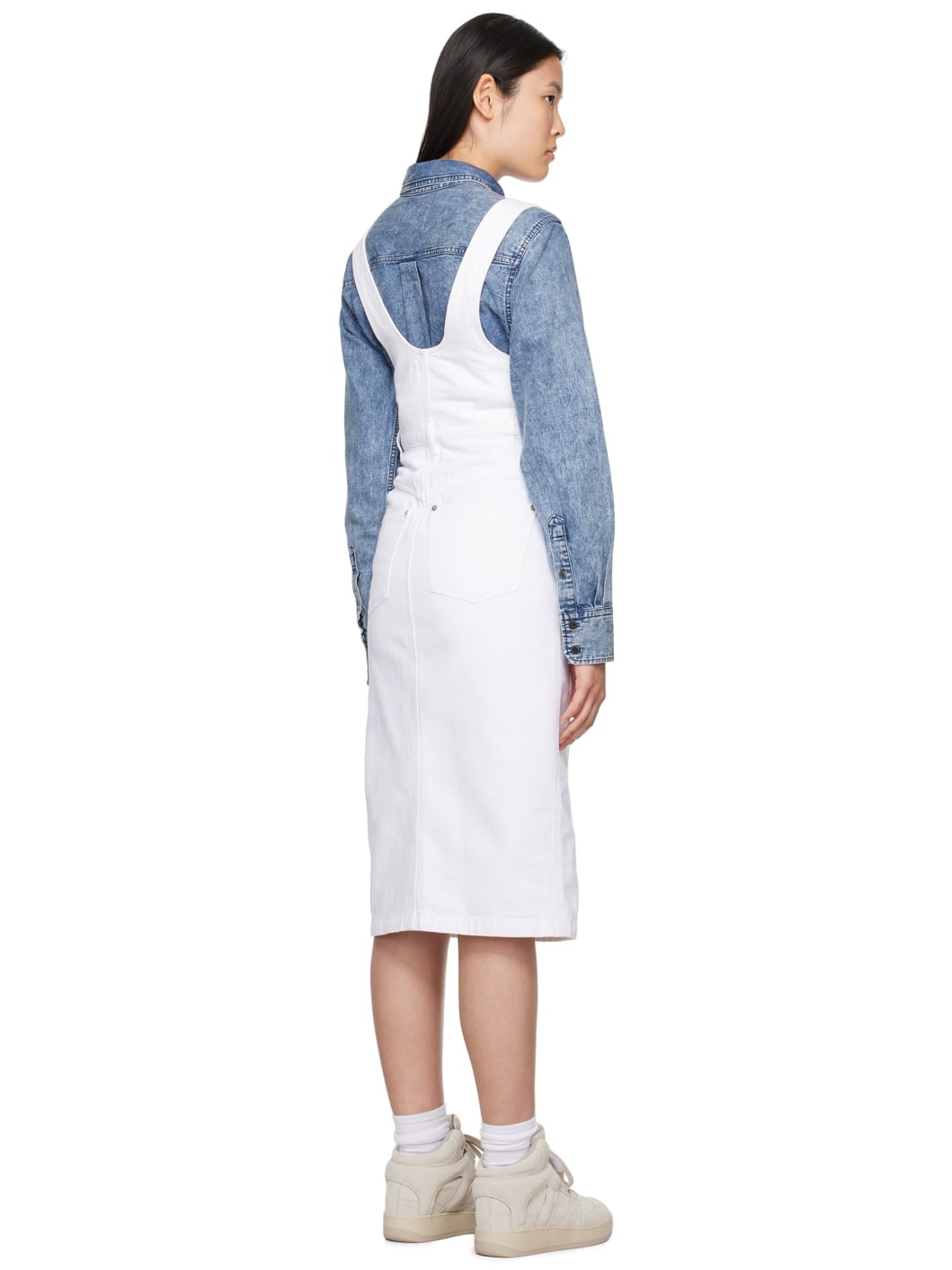 White Filipine Denim Midi Dress - 3