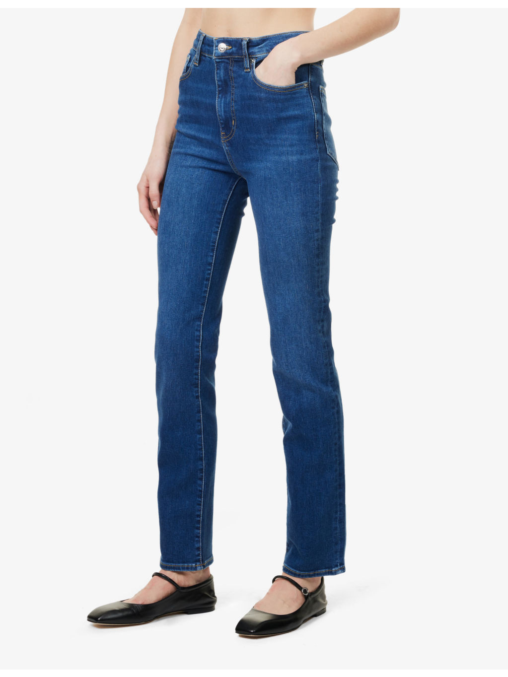 The Pencil Five-Pockets Straight-Leg High-Rise Stretch-Denim Blend Jeans - 3