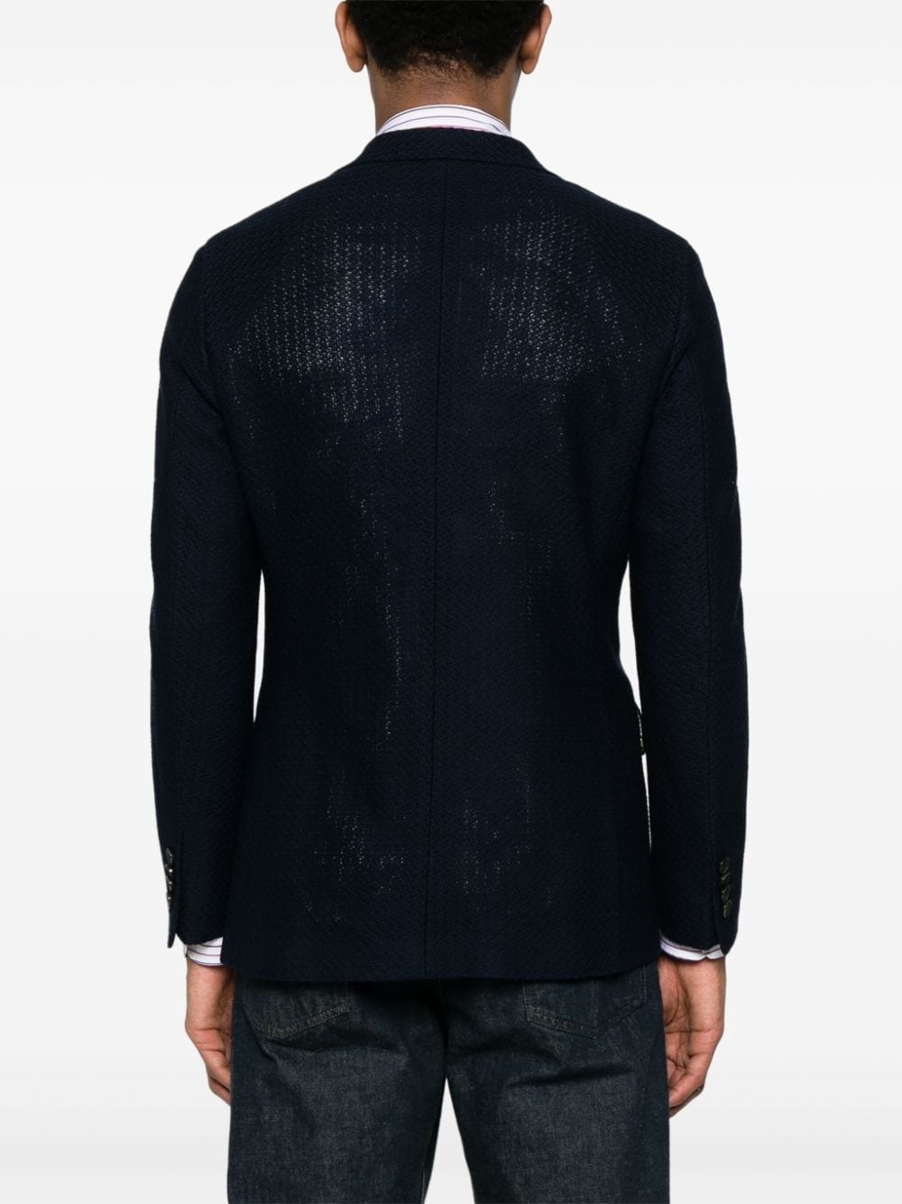 patterned-jacquard single-breasted blazer - 4