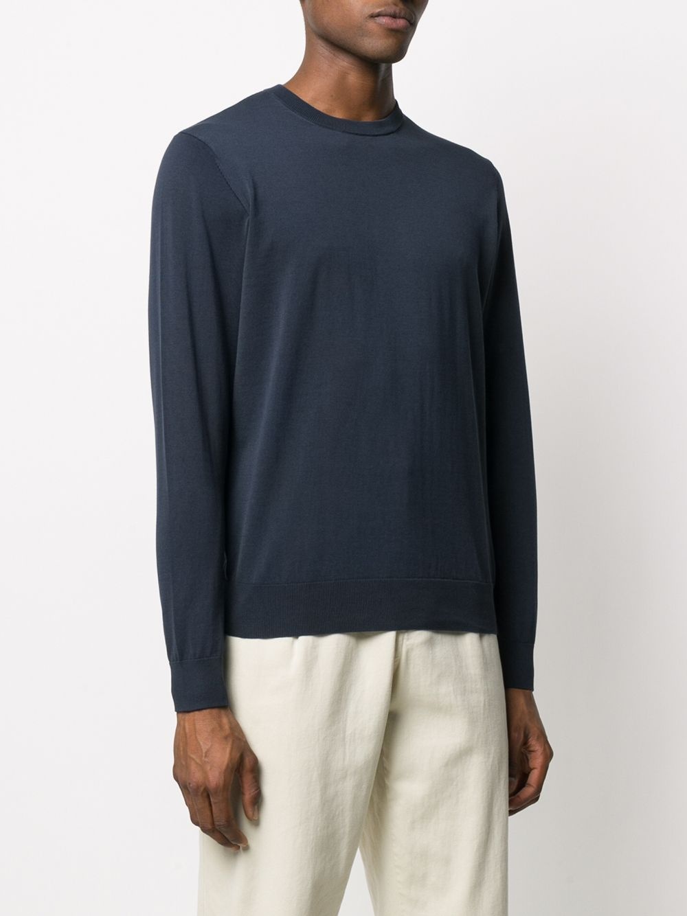 fine knit round neck jumper - 3