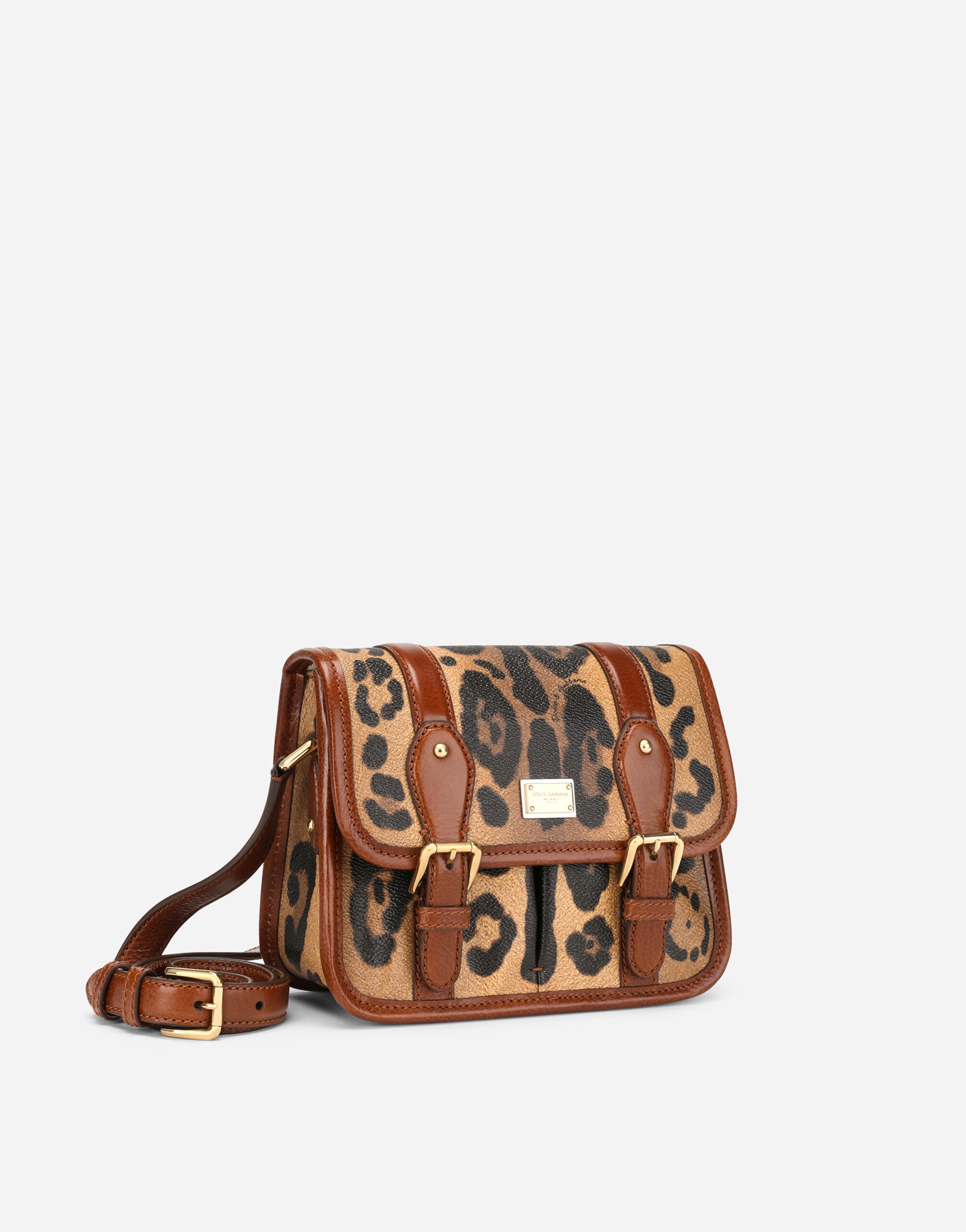 Small messenger bag in leopard-print Crespo with branded plate - 2
