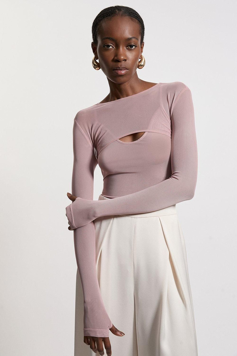 Double Layered Cut Out Mesh Bodysuit 1