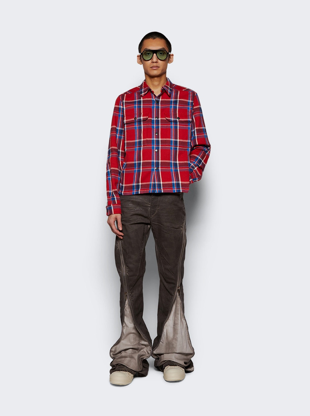 Woven Cropped Outershirt Red Plaid - 5
