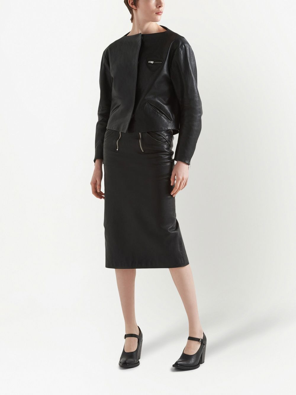 midi leather pencil skirt - 2