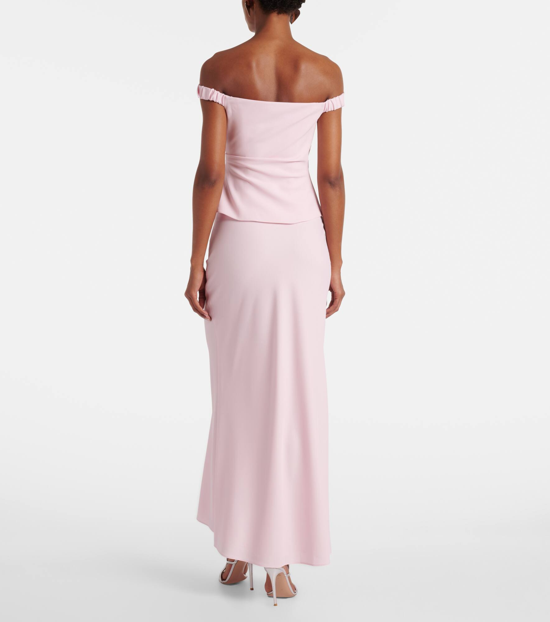 Draped off-shoulder crêpe corset - 3