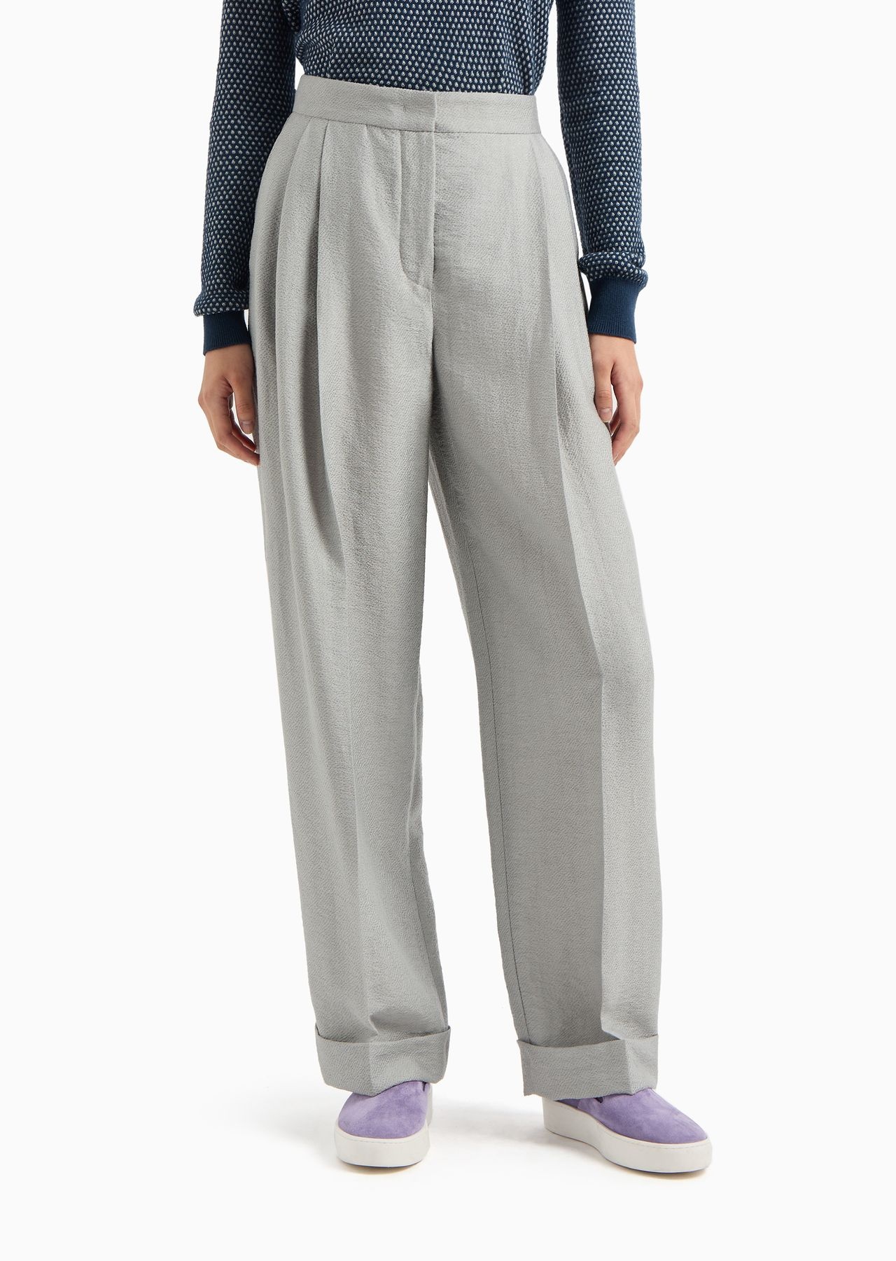 Icon ASV trousers with turn-ups in a flowing linen and Lyocell blend armure fabric - 2