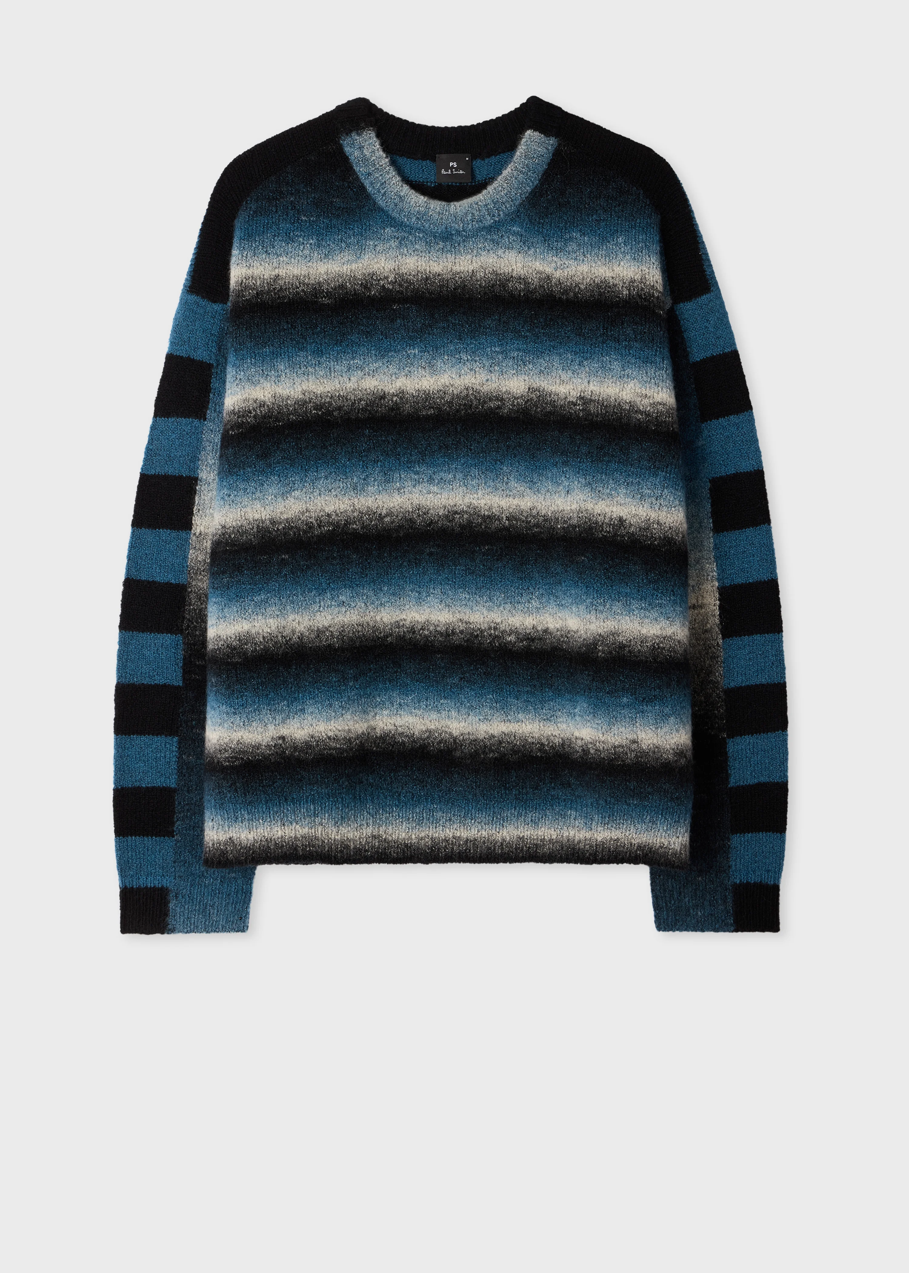 Black and Blue Space-Dye Intarsia Sweater - 1
