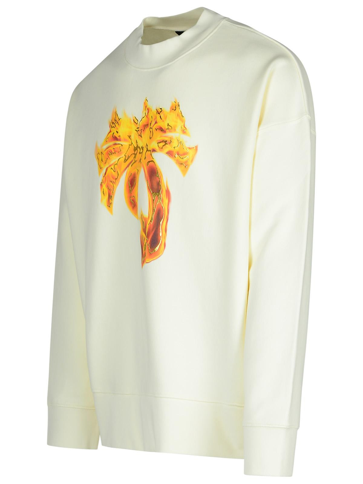 Palm Angels 'Burning Palm' Cream Cotton Sweatshirt Man - 2