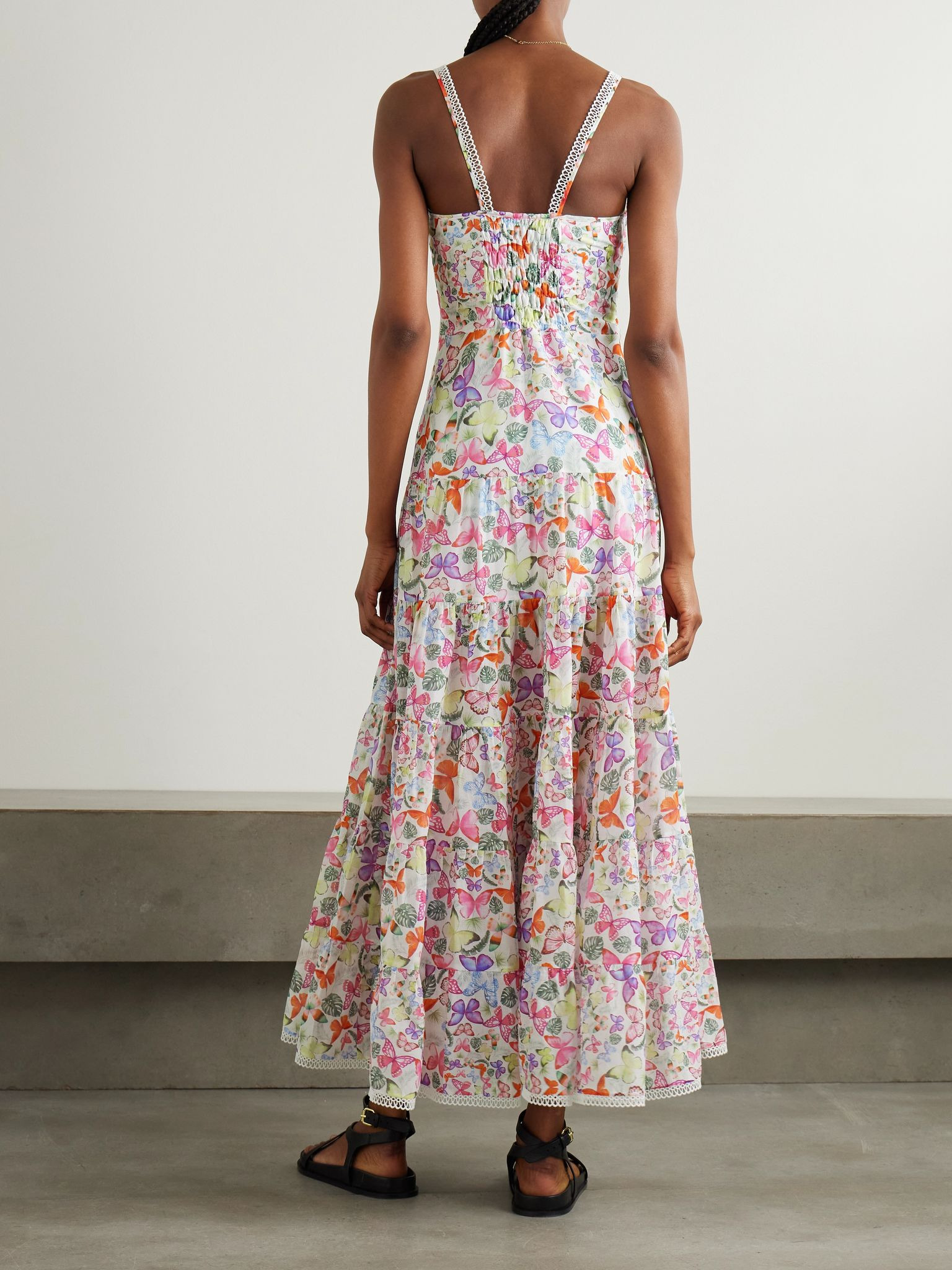 Melia tiered printed cotton-blend voile maxi dress Pink - 3