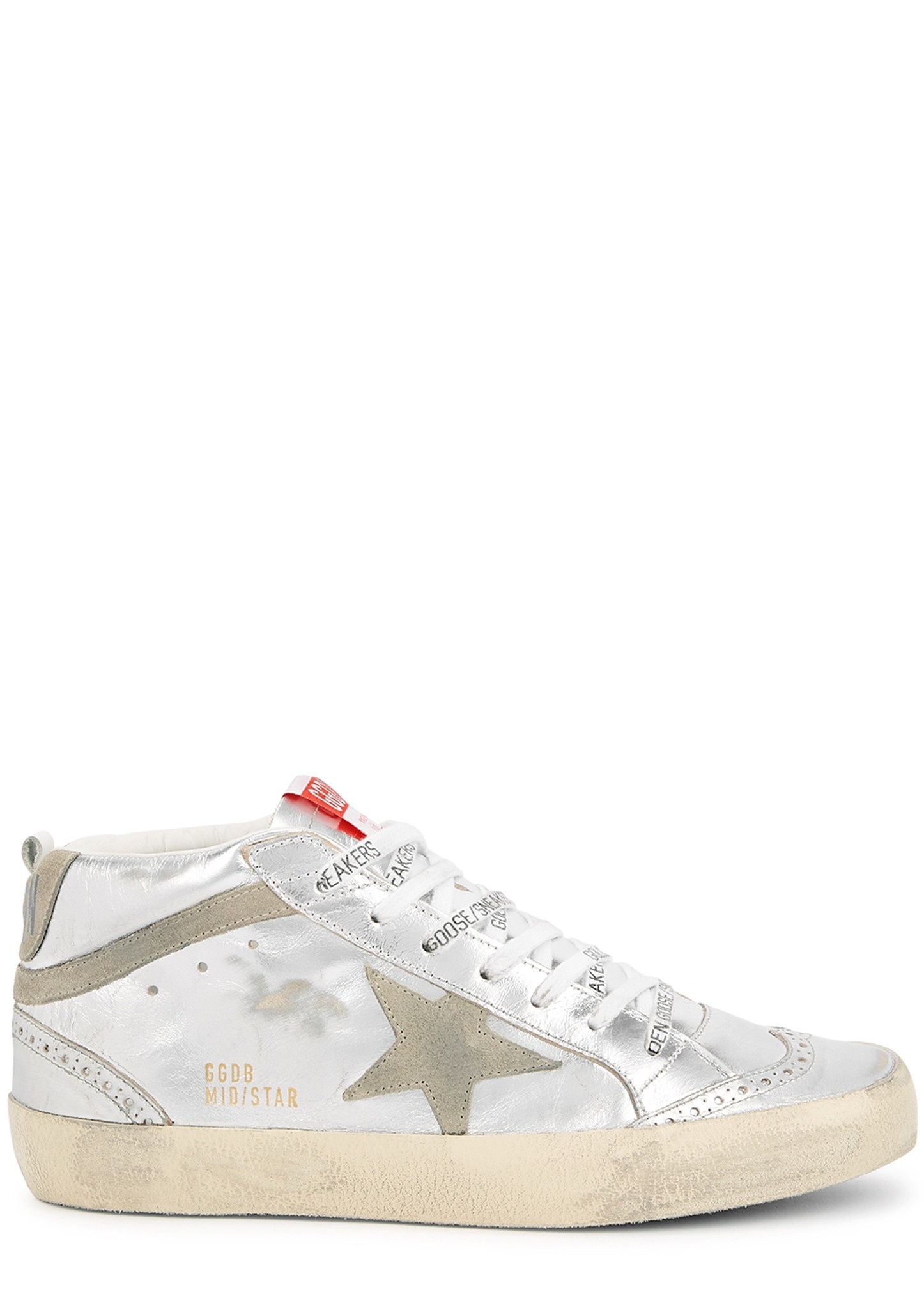 Mid Star silver distressed leather sneakers - 1