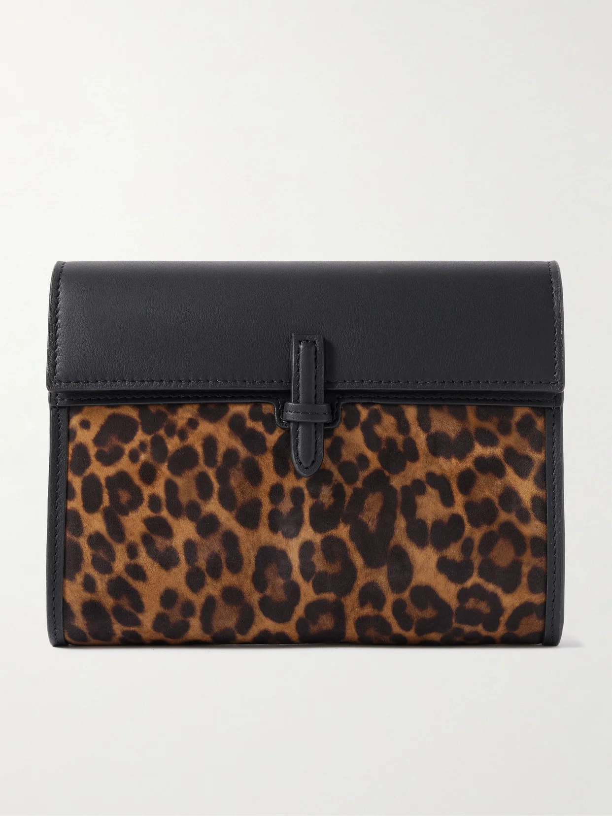 Leopard-print Suede And Leather Clutch - 1