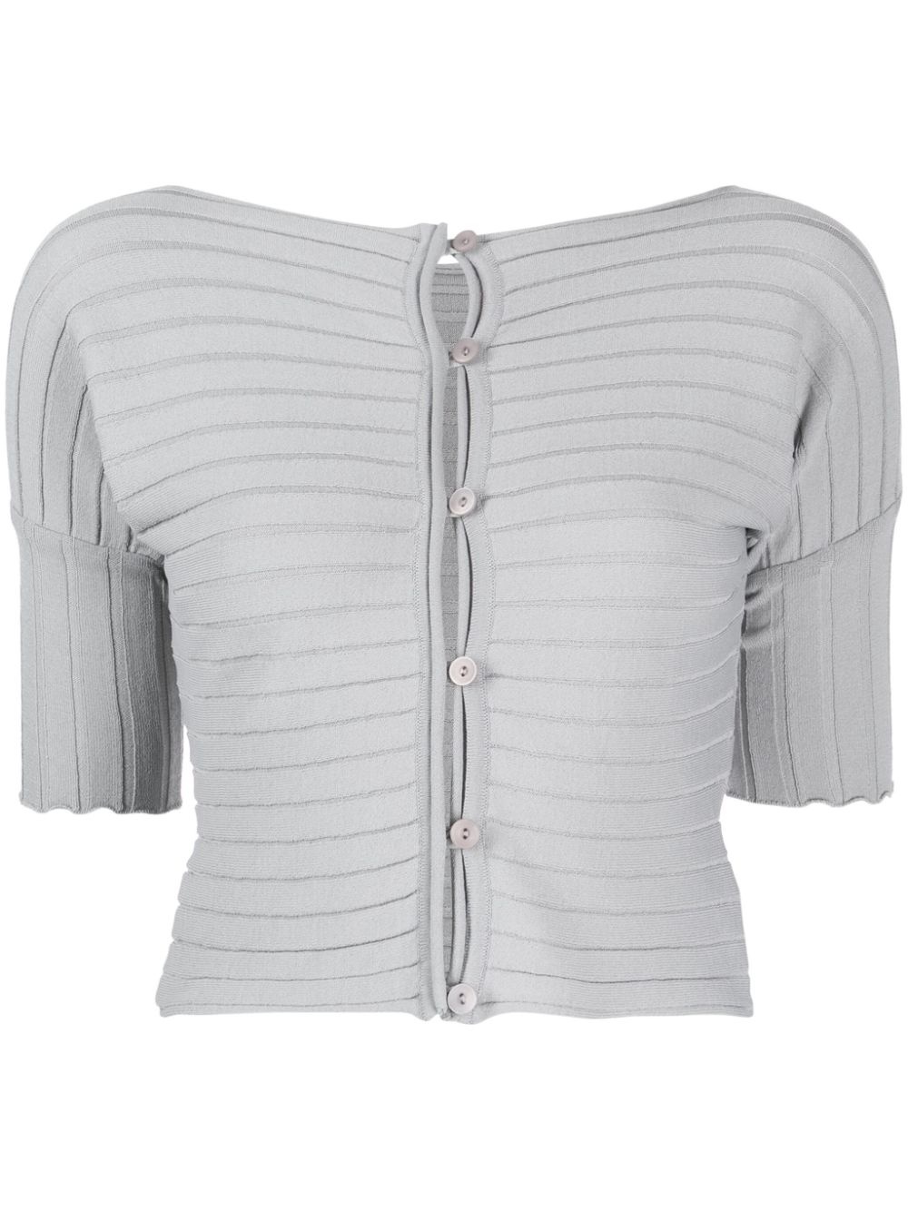 ribbed buttoned fine-knitted top - 1