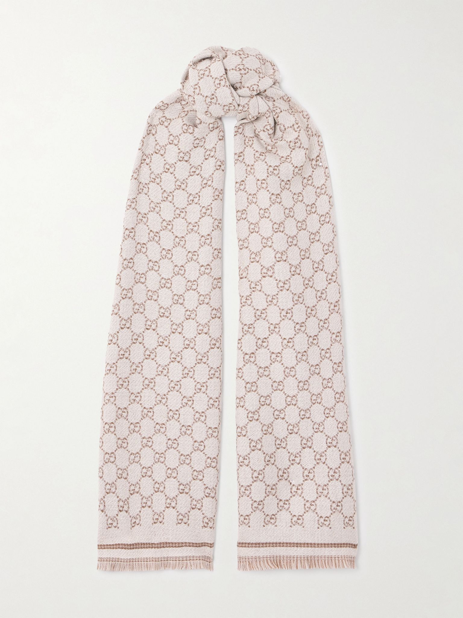Wool-jacquard scarf Ivory - 1