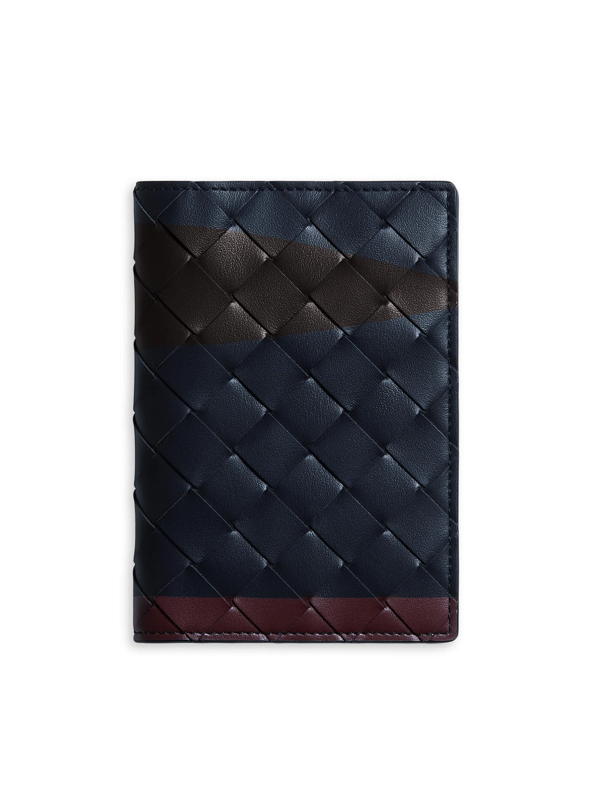 Tricolor Intrecciato Leather Passport Case - Midnight - 1