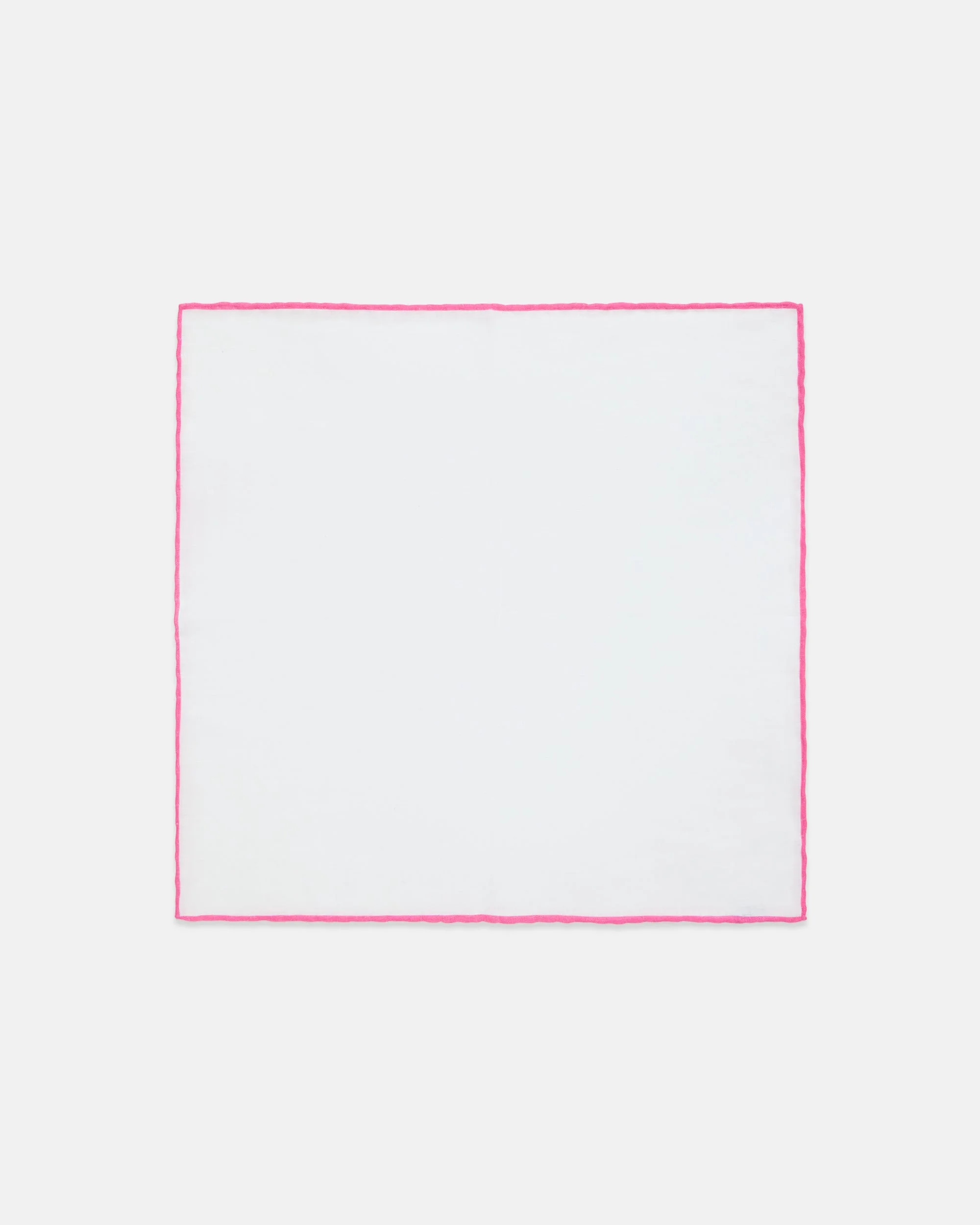 MADE-IN-ITALY WHITE WITH PINK EDGE LINEN POCKET SQUARE - 1
