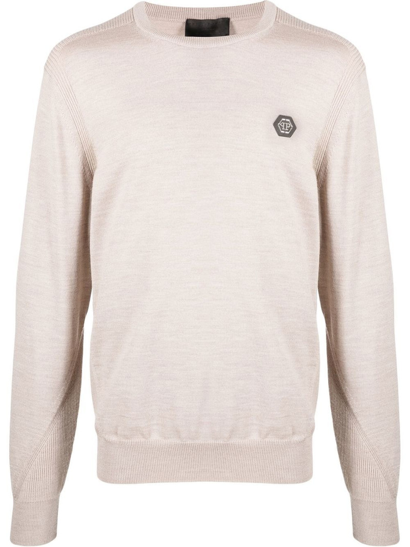 logo patch merino wool jumper 1