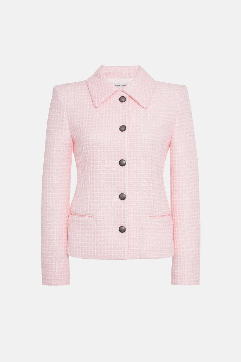 SEQUIN CHECKED TWEED JACKET - 1