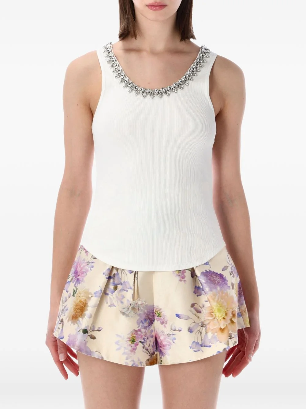 embellished sleeveless tank top - 1