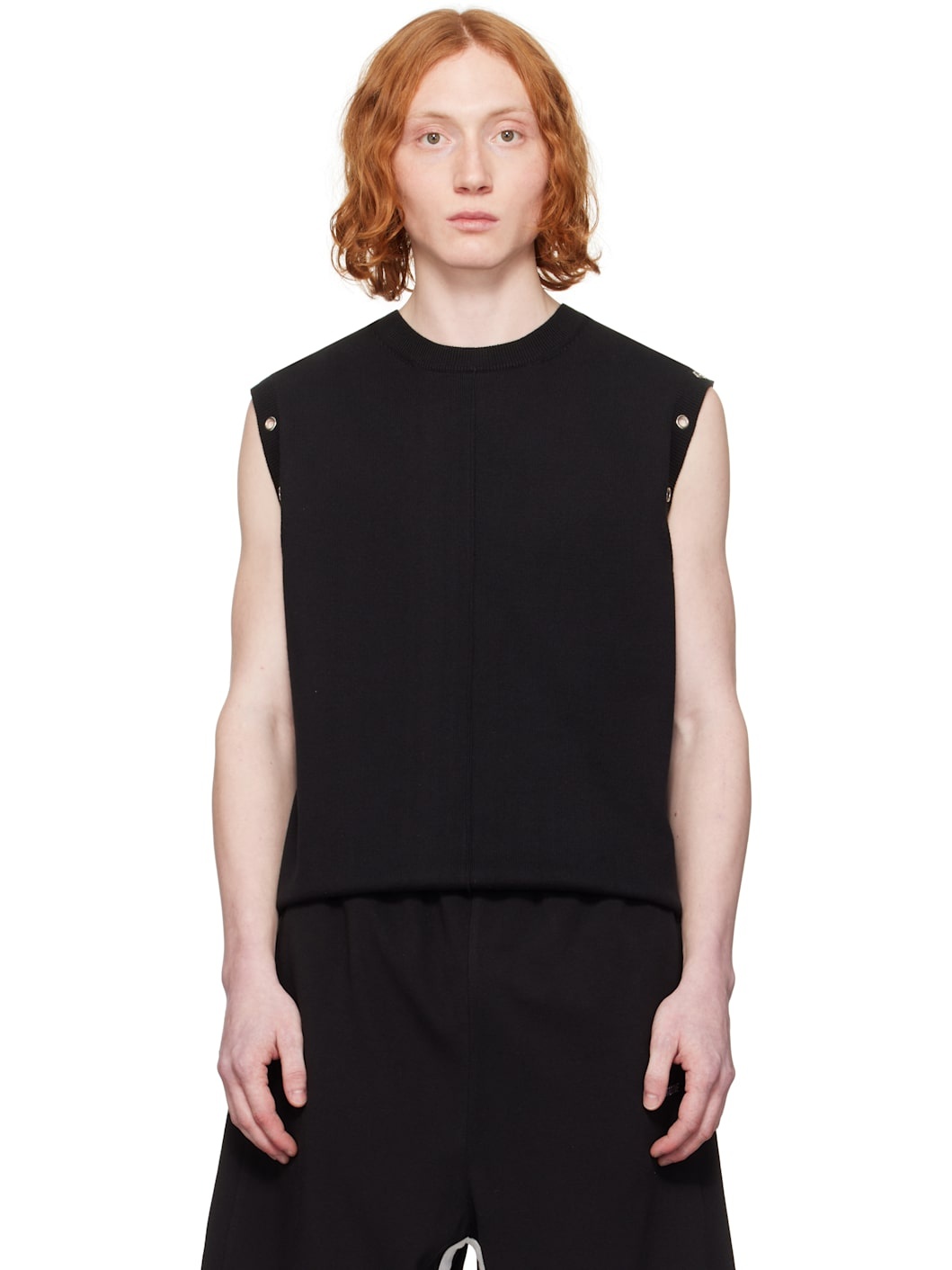 Black Eyelet Knit Vest - 1