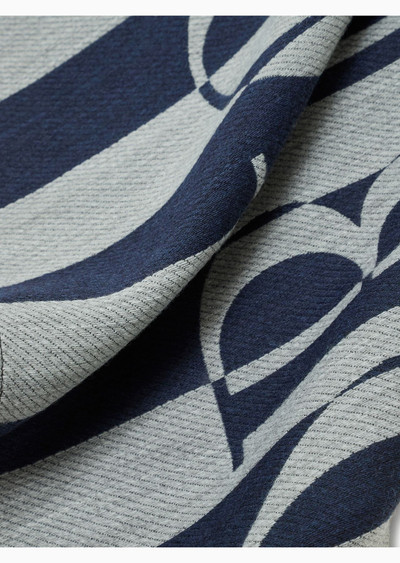 EMPORIO ARMANI Striped modal-blend scarf with oversized logo outlook