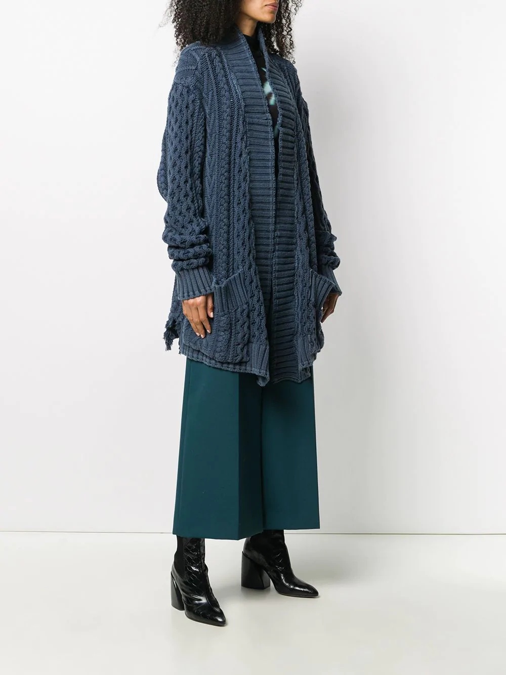 cable-knit cotton cardi-coat - 3