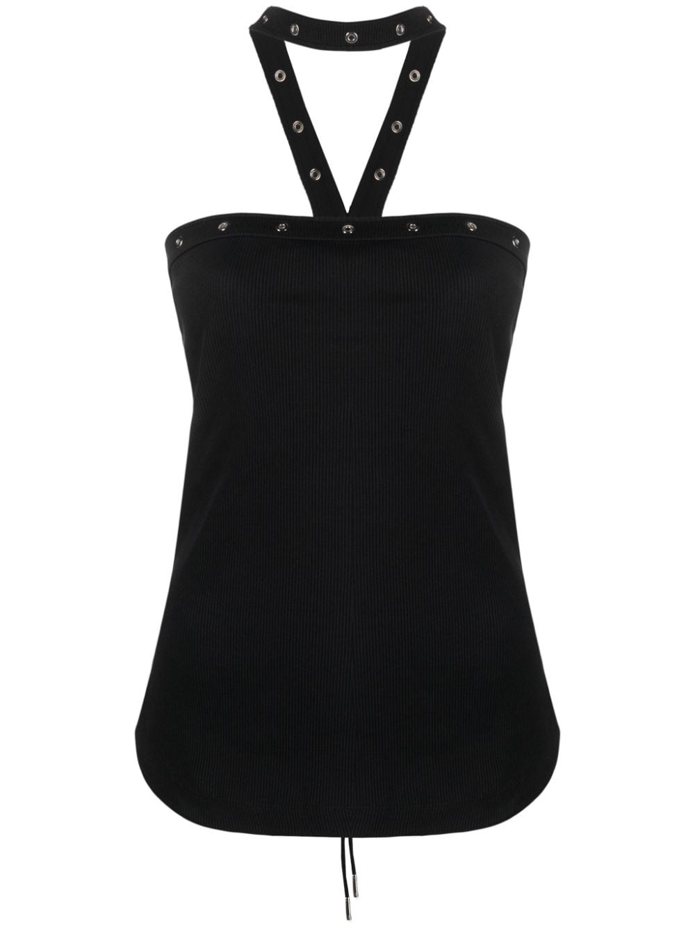 halterneck ribbed cotton tank top - 1