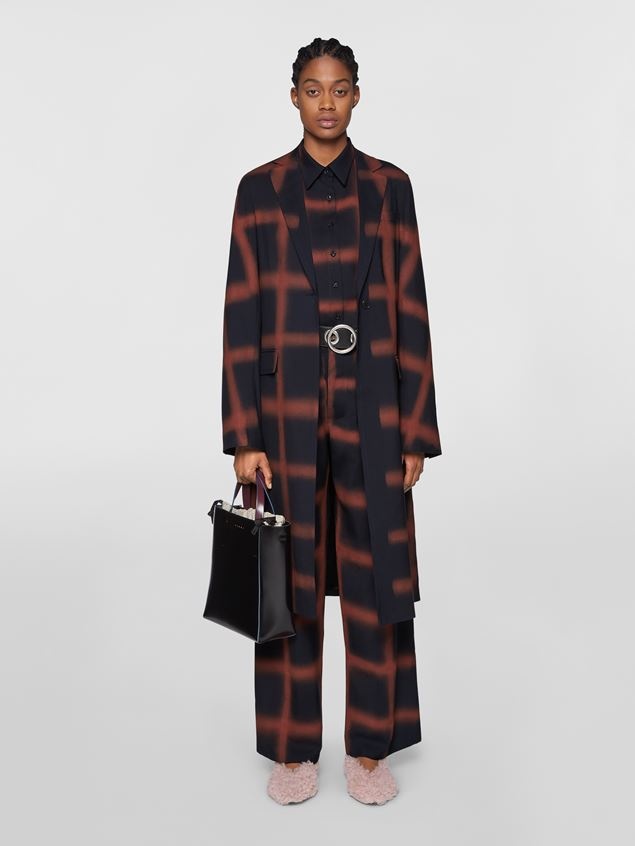 VIRGIN WOOL COAT WITH HAND-SPRAYED CHECK DESIGN - 2