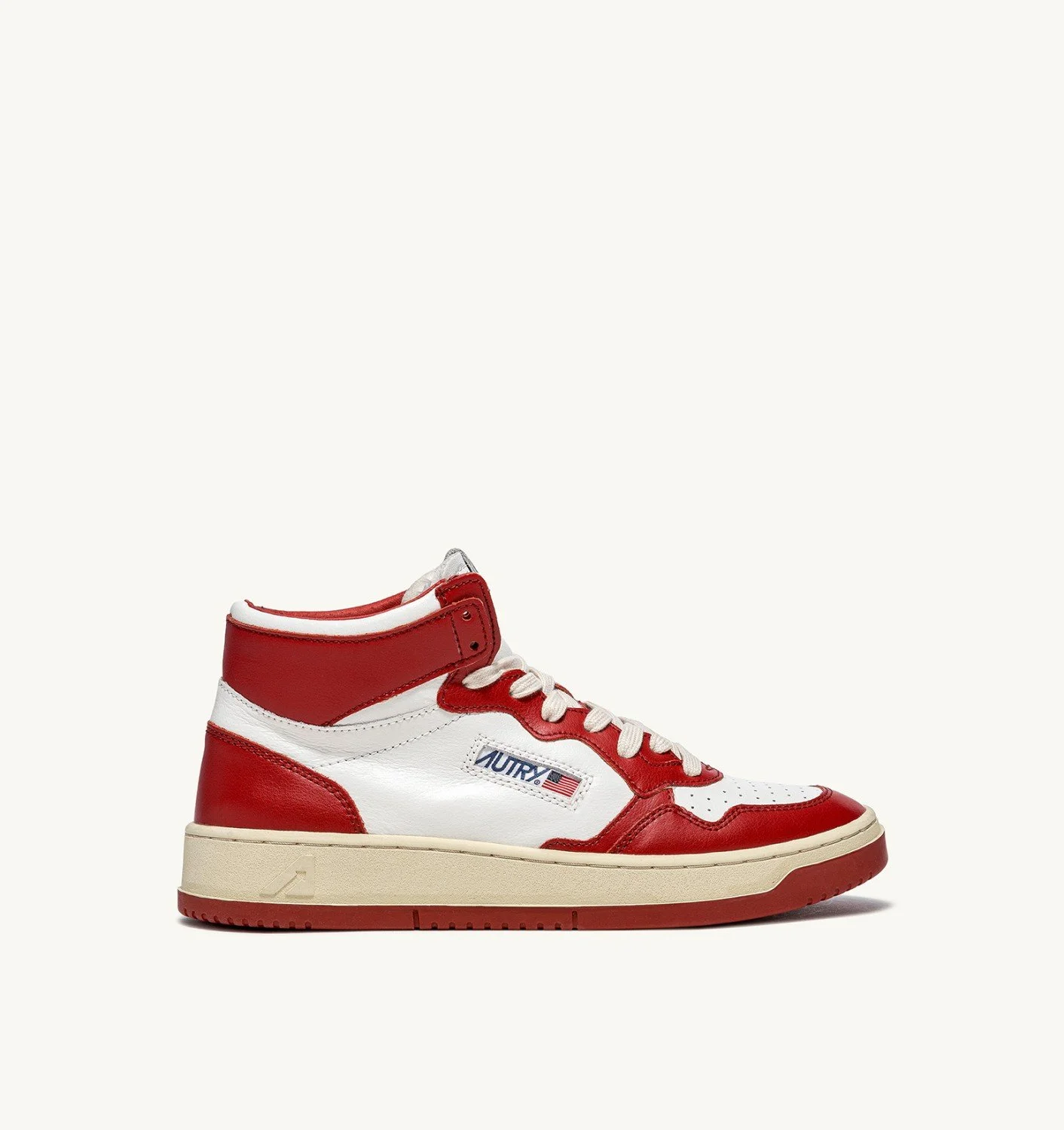 MEDALIST MID BICOLOR SNEAKERS IN WHITE AND RED LEATHER - 1