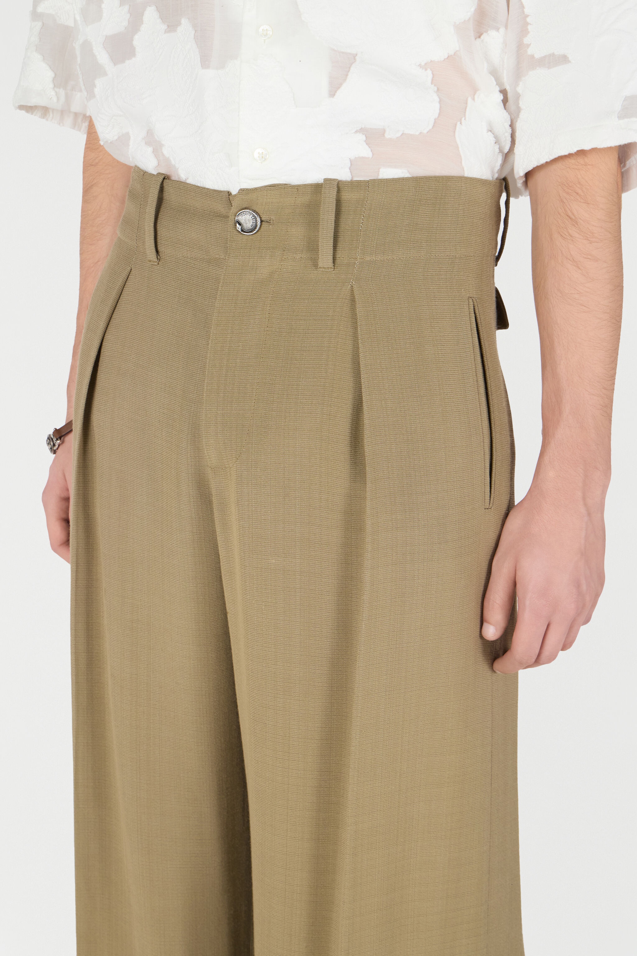Palazzo Pants With Pleat Detail - 6