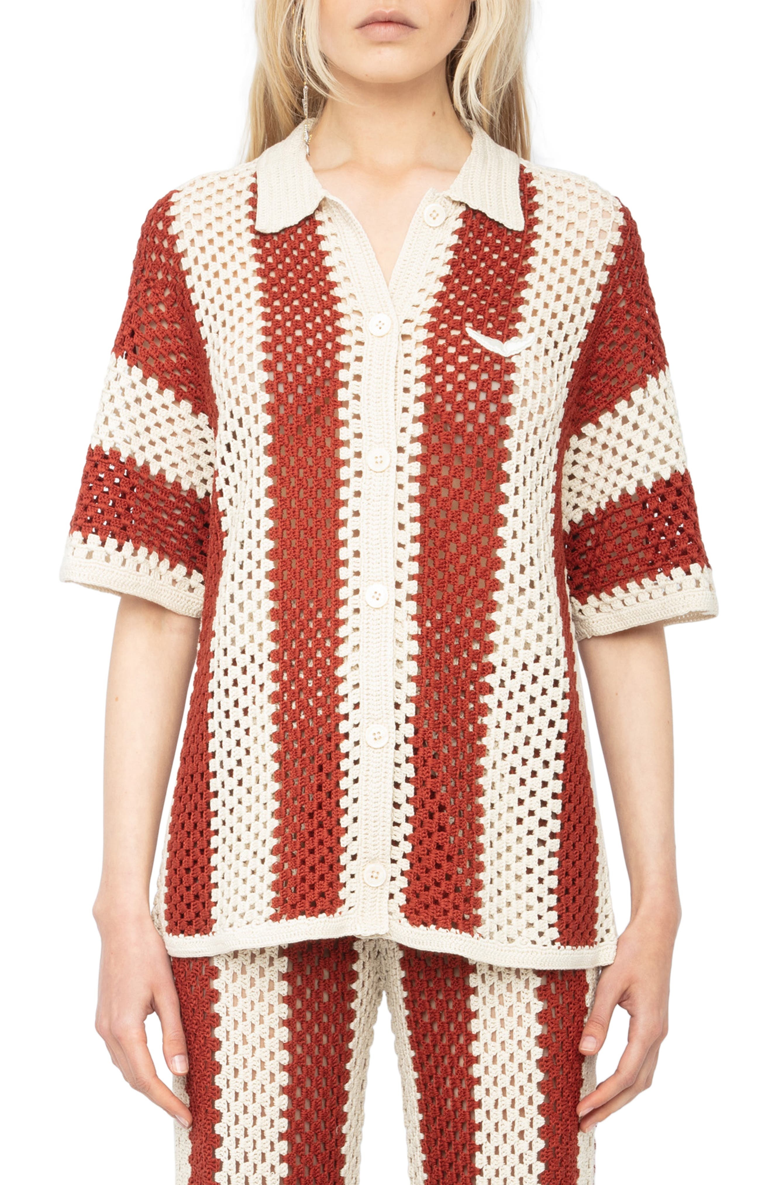 Zadig & Voltaire Ciara Crochet Cardigan in Judo at Nordstrom - 1