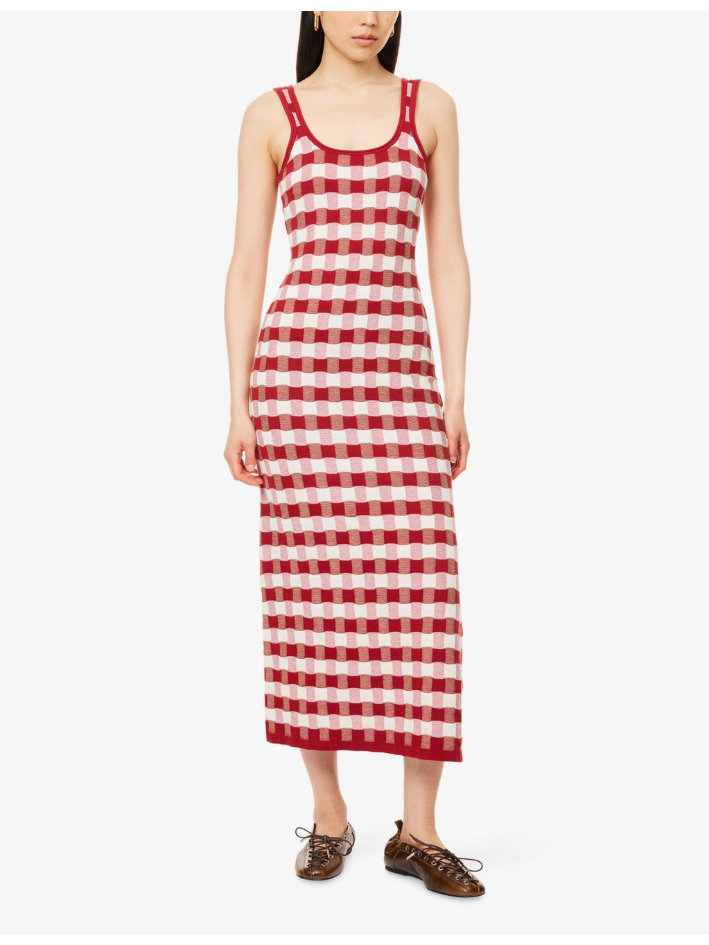 Picnic Hockney Shoulder-Straps Cotton-Knit Midi Dress - 3