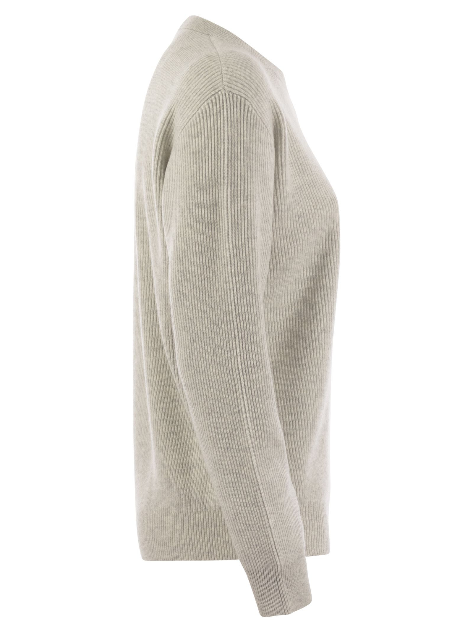 Brunello Cucinelli Women English Rib Cashmere Sweater With Monile - 3