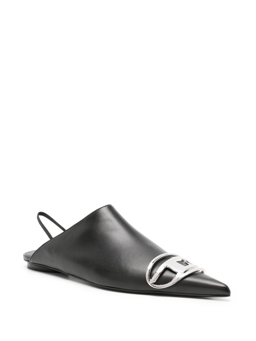 logo-plaque leather mules - 2