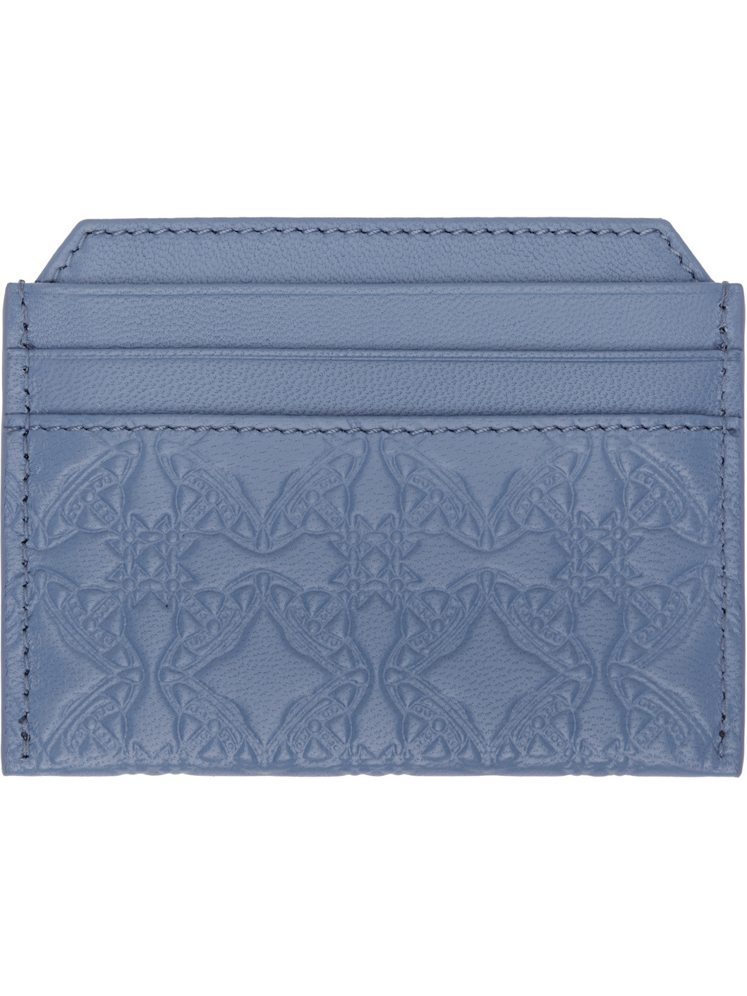 Blue Embossed Nappa Slim Card Holder - 2