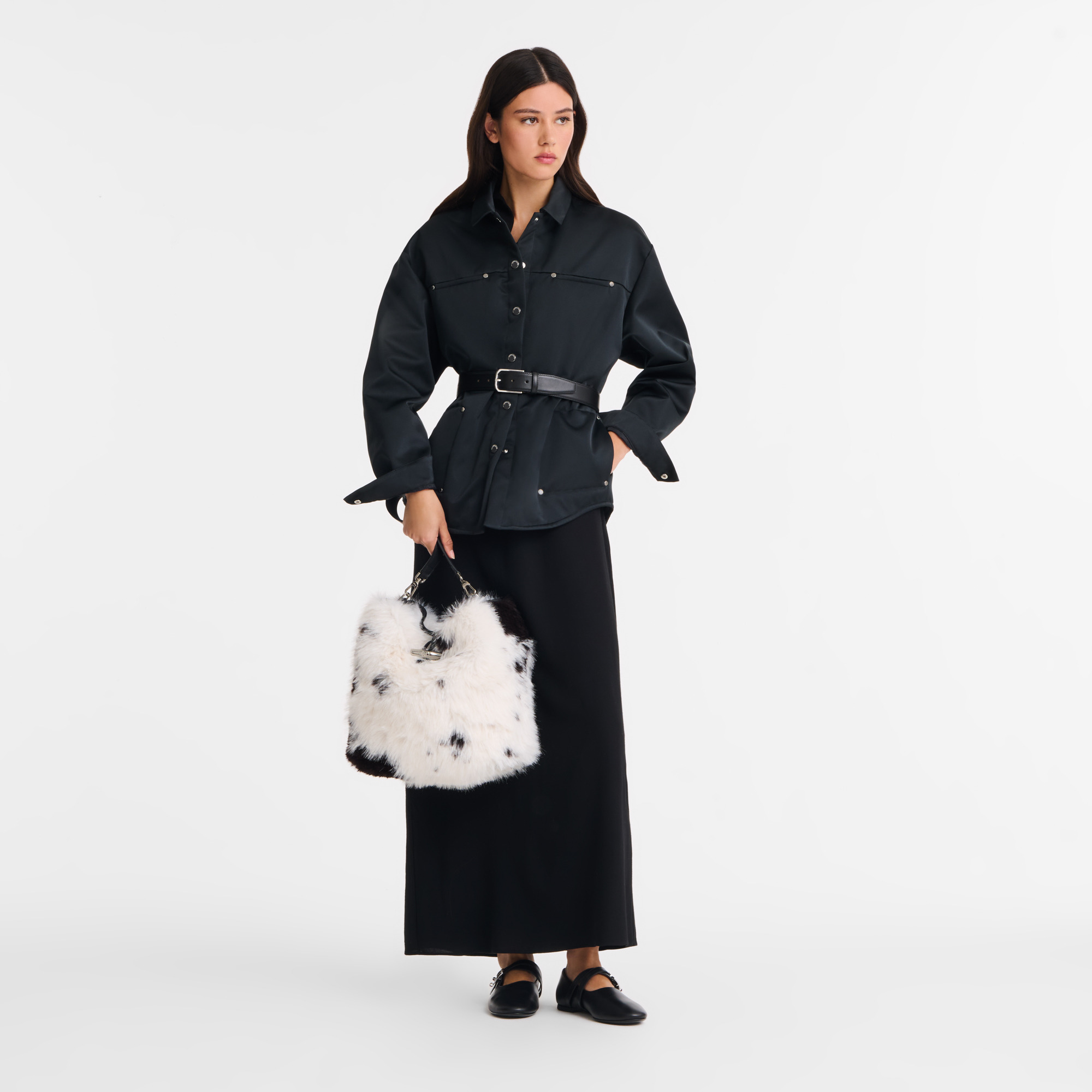 Le Roseau M Hobo bag Black/White - Canvas - 2