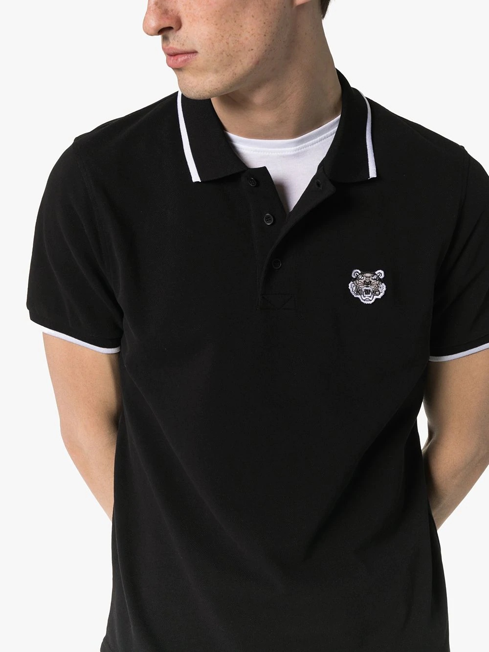 tiger-embroidered cotton polo shirt - 5