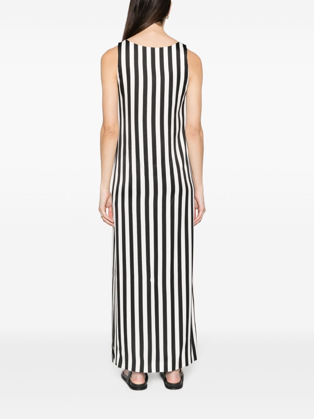 scoop-neck striped long dress - 4