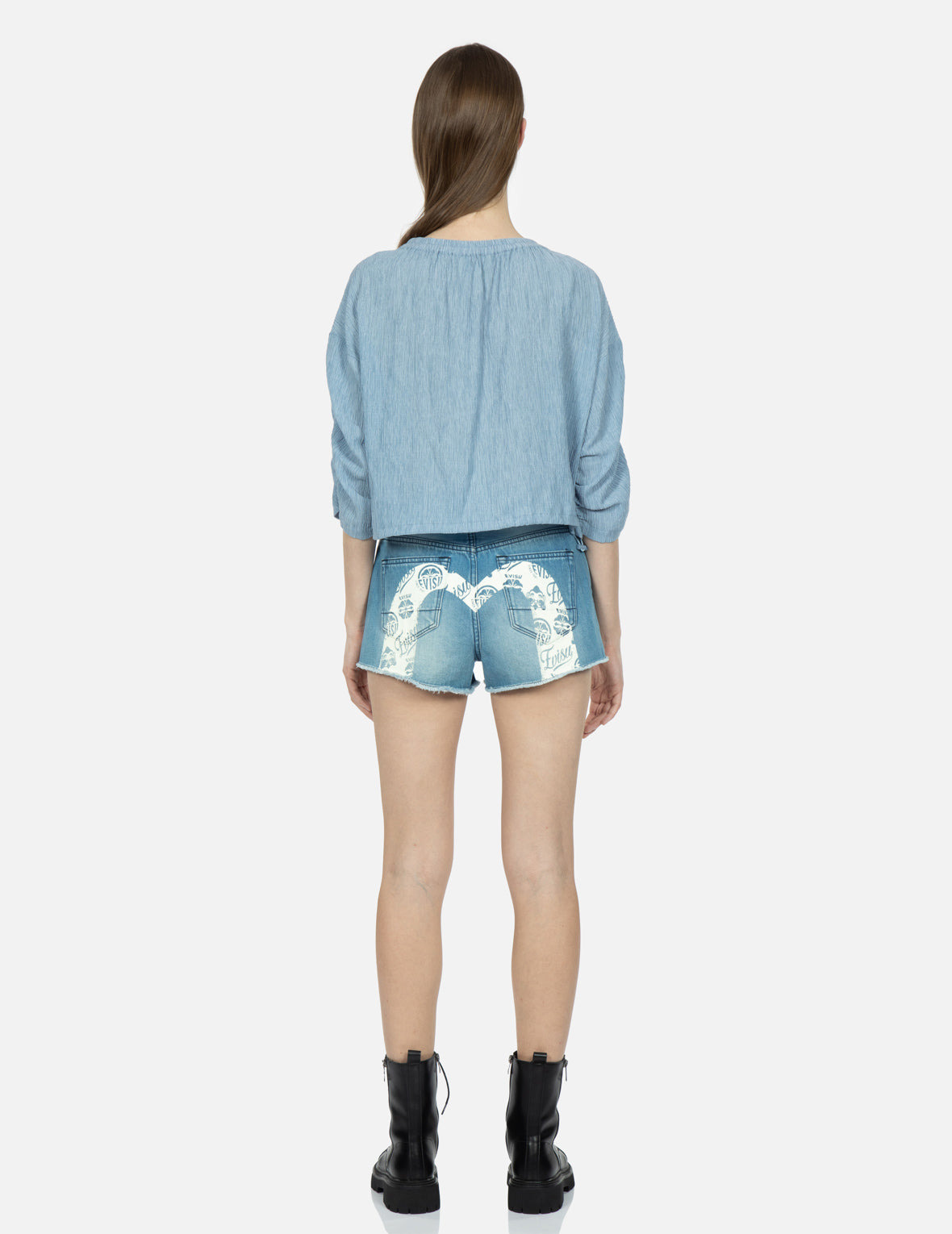 SEAGULL BADGE EMBROIDERY DROP-SHOULDER BLOUSE - 4