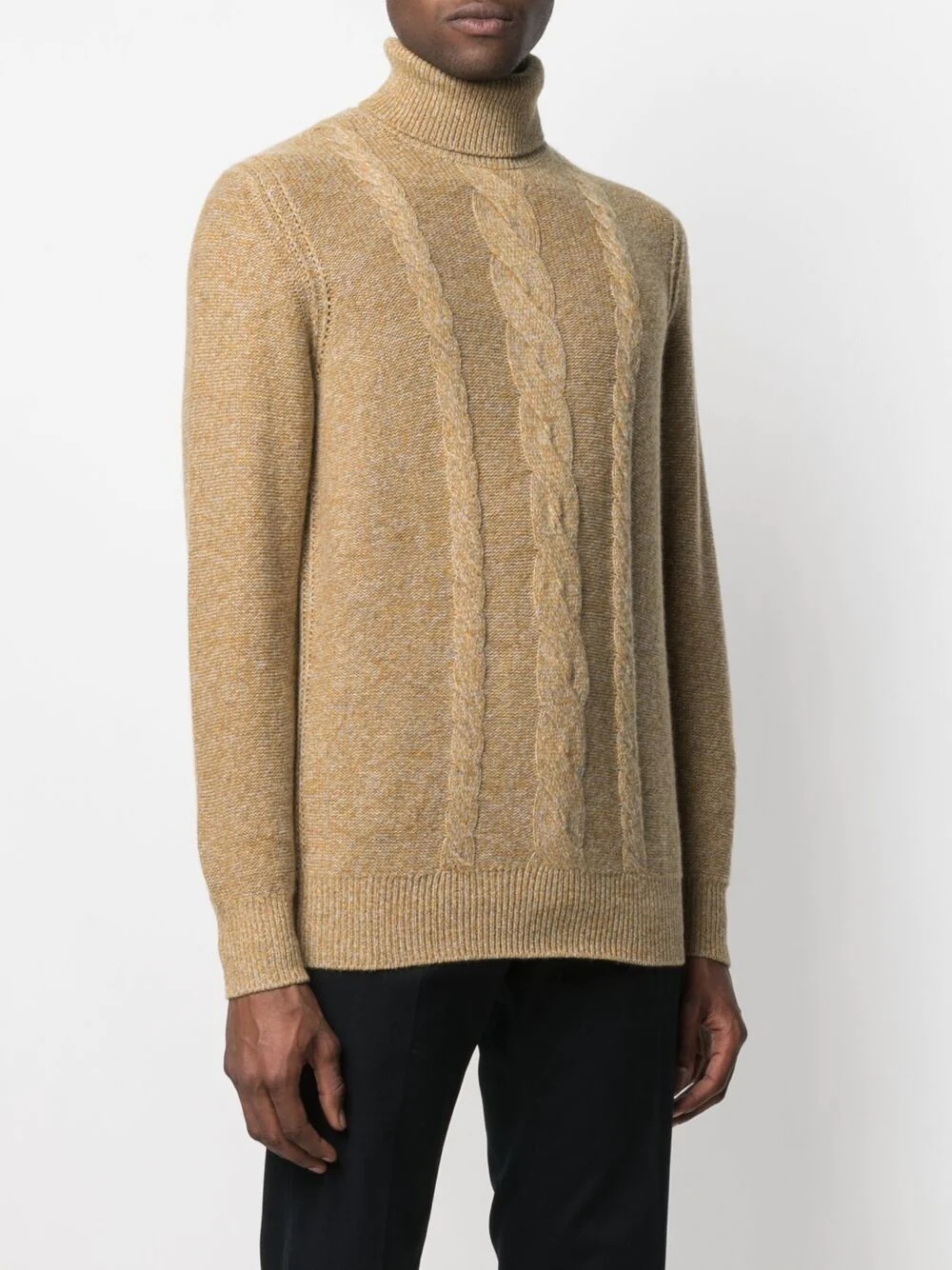 cable-knit roll-neck cashmere jumper - 3