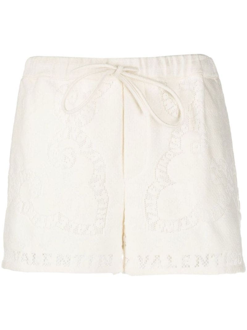 embroidered drawstring cotton shorts - 1