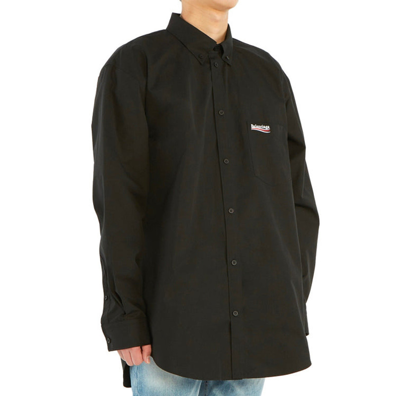 Balenciaga Political Campaign Long Sleeve Shirt 'Black' 621960TYB181000 5