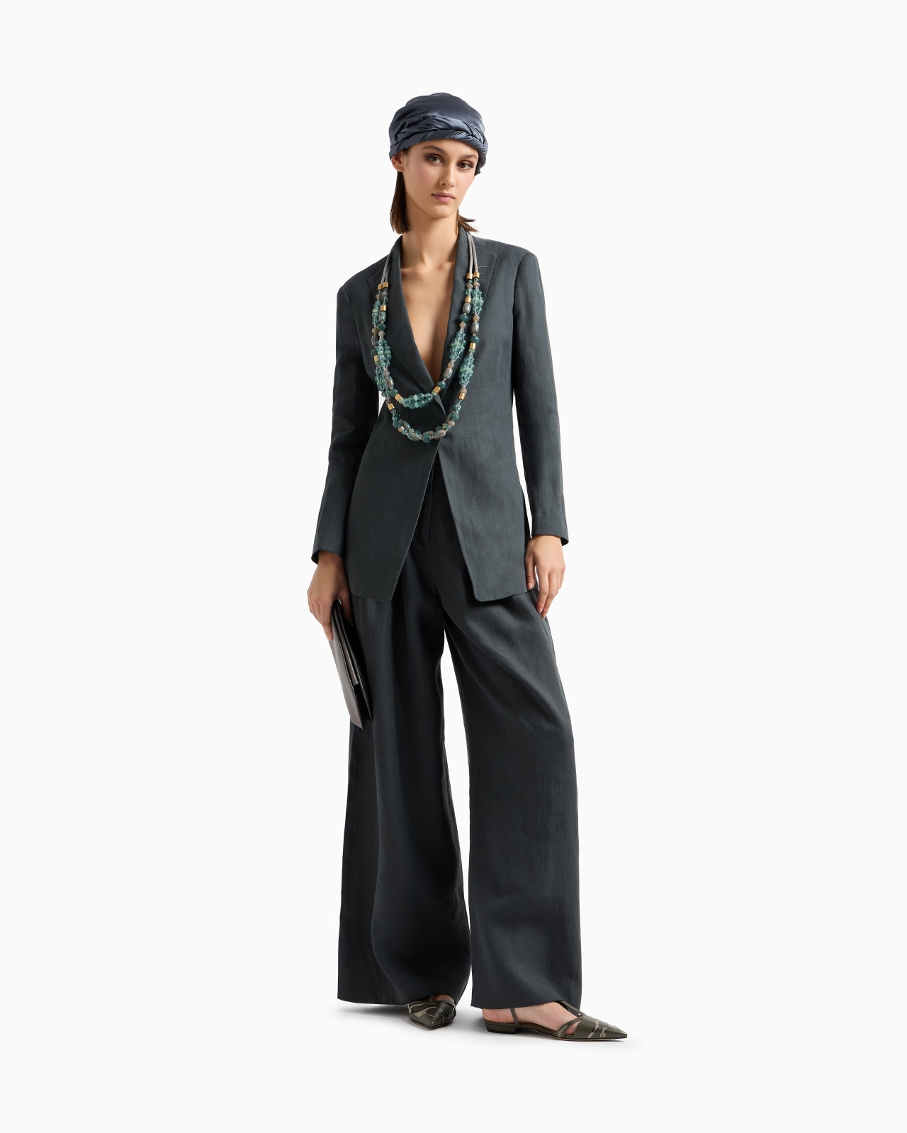 LONG SINGLE-BREASTED LINEN JACKET - 2