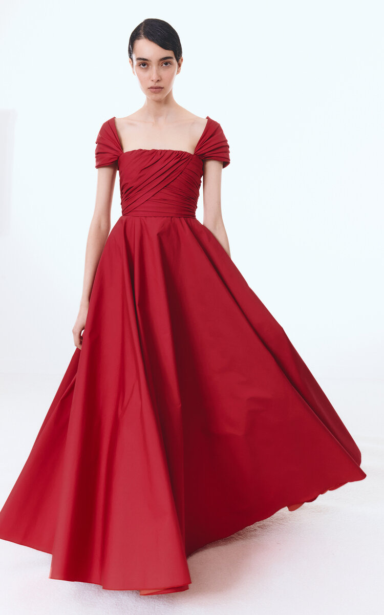 Pleated Popeline Gown red - 2