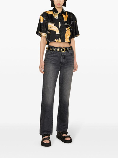 AMIRI mid-rise logo-patch straight-leg jeans outlook