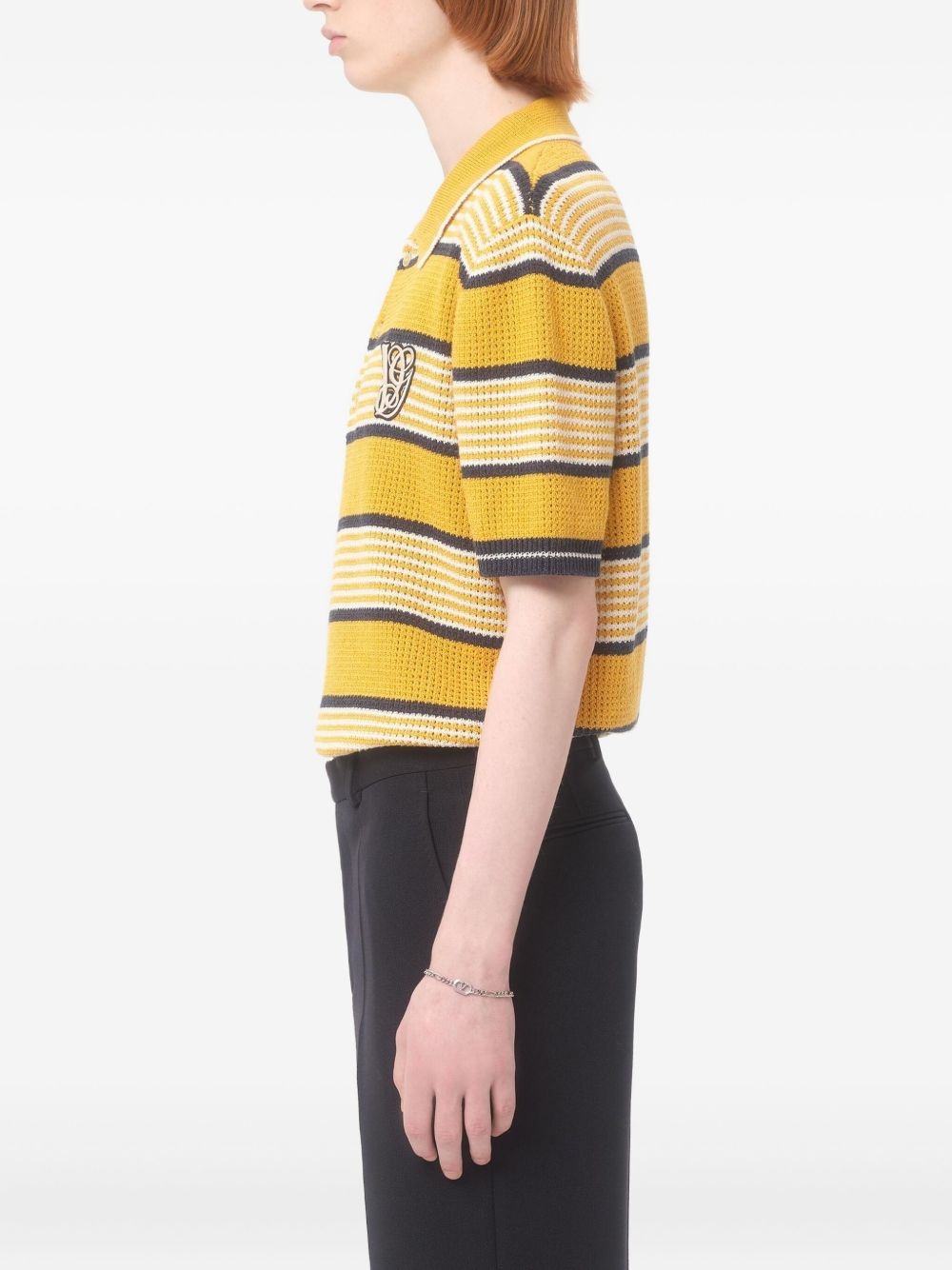 LONG-SLEEVED LINEN AND COTTON POLO SHIRT WITH VG PATCH - 5